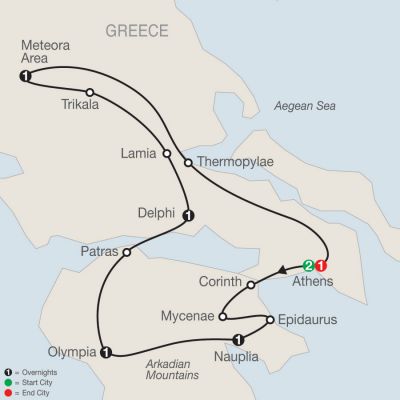 Map for Classical Greece 2020 - 8 Day Tour from Athens to Athens