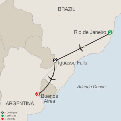 Map for South America Getaway 2021 - 9 Day Tour from Rio de Janeiro to Buenos Aires